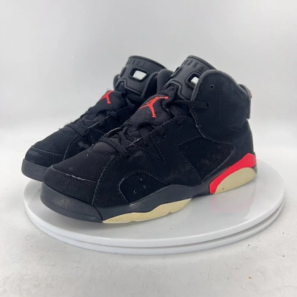 Nike Air Jordan VI 6 Retro Youth Size 3Y 384666-060 Black Infra Red Shoes